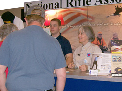 South Carolinians meet Janet Katz at the NRA booth at the annual Palmetto Sportsmans Classic on Columbia's State Fairgrounds.