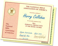 The NRA Personal Protection In The Home certificate.