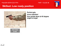 We'll teach you how to use the ready positions you need to know inside your home, starting with Low Ready.
